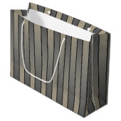 Satin Effect Stripes Pattern Black and Beige Groot Cadeauzakje (Voorkant Gekanteld)