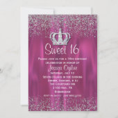 Satin en Glitter look Sweet 16 Uitnodiging (Voorkant)