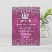 Satin en Glitter look Sweet 16 Uitnodiging (Staand voorkant)