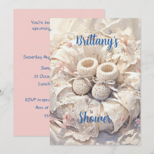 Satin en Kant Baby Digitale Uitnodiging Download