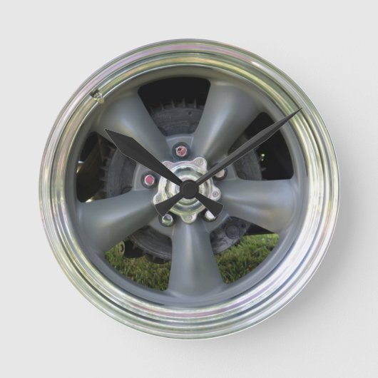 Satin Finish Five Spoke Wheel Clock Ronde Klok (Voorkant)