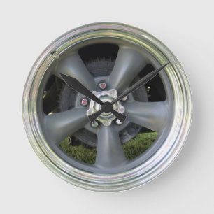 Satin Finish Five Spoke Wheel Clock Ronde Klok