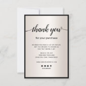 Satin Gold Hartelijk dank voor uw aankoopbriefkaar Notitiekaartje (Voorkant)