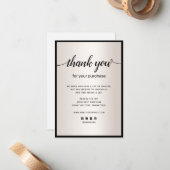 Satin Gold Hartelijk dank voor uw aankoopbriefkaar Notitiekaartje (Voorkant / Achterkant in situ)