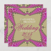 Satin Gold & Roze huwelijksuitnodigingen Kaart (Voorkant / Achterkant)