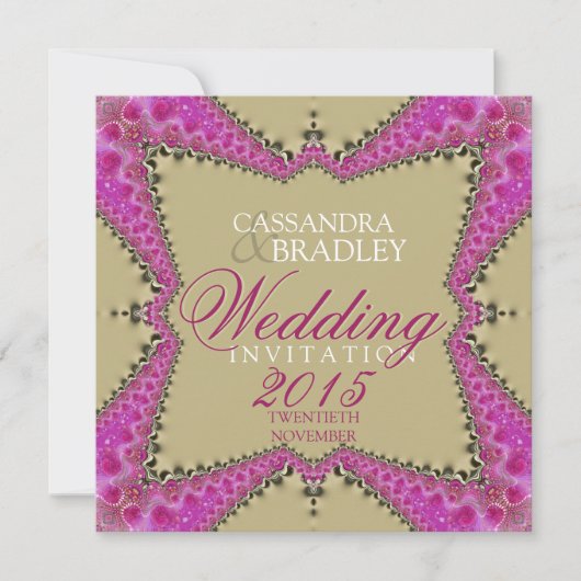 Satin Gold & Roze huwelijksuitnodigingen Kaart (Voorkant)