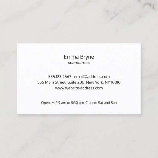 Satin Gold Seedle Needle Thread Seamstress Busi Visitekaartje (Achterkant)