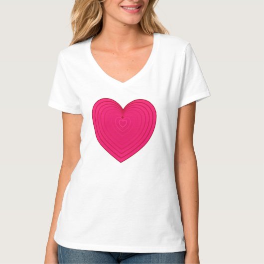 Satin gradiënt hart in neusroze / magenta t-shirt (Voorkant)