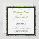 Satin Green White Lace Paisley Wedding Invitation Kaart (Achterkant)