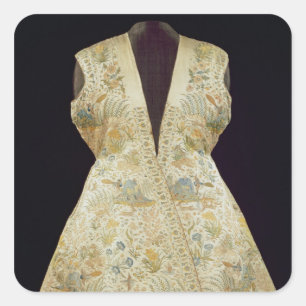 Satin Hunting Coat, geborduurd met Silks in Vierkante Sticker