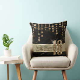 Satin Jewel Sweet Sixteen Black Gold ID260 Kussen