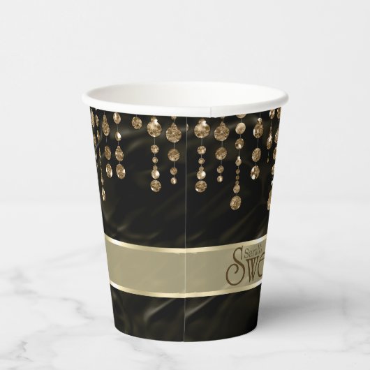 Satin Jewel Sweet Sixteen Black Gold ID260 Papieren Bekers (Rechts)