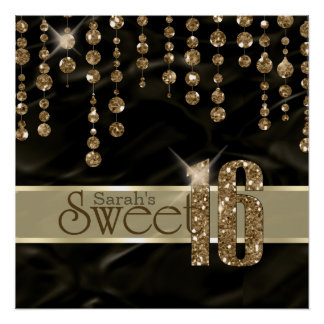 Satin Jewel Sweet Sixteen Black Gold ID260 Perfect Poster