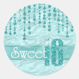Satin Jewel Sweet Sixteen Blauwgroen ID260 Ronde Sticker