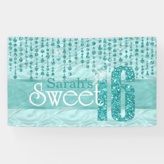 Satin Jewel Sweet Sixteen Blauwgroen ID260 Spandoek