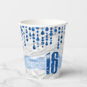 Satin Jewel Sweet Sixteen Blue ID260 Papieren Bekers (Voorkant)