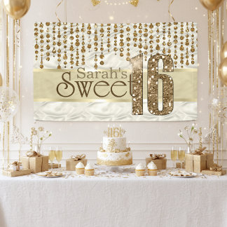 Satin Jewel Sweet Sixteen Goud ID260 Spandoek