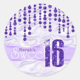 Satin Jewel Sweet Sixteen Paarse ID260 Ronde Sticker