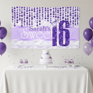 Satin Jewel Sweet Sixteen Paarse ID260 Spandoek