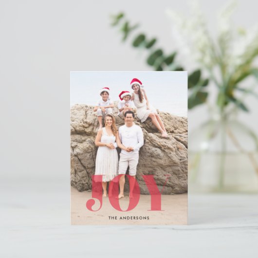 Satin Joy kerstfoto briefkaart (Staand voorkant)