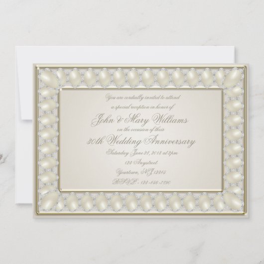 Satin Parel 30-jarig huwelijksjubileum 5x7 uitnodi Kaart (Achterkant)