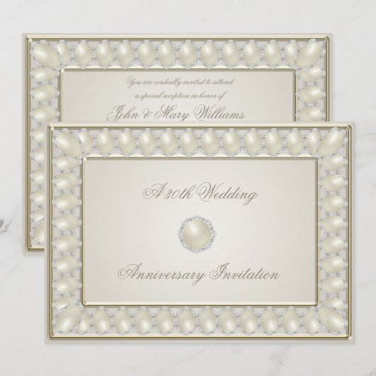 Satin Parel 30-jarig huwelijksjubileum 5x7 uitnodi Kaart (Voorkant / Achterkant)