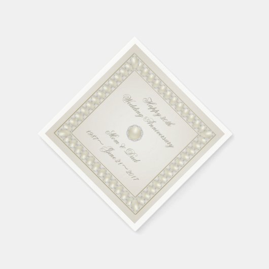 Satin Pearl 30th Wedding Jubileum Paper Napkin Servet (Hoek)