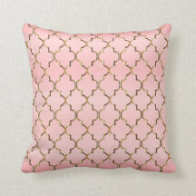 Satin Pink & Gold Quatrefoil Patroon