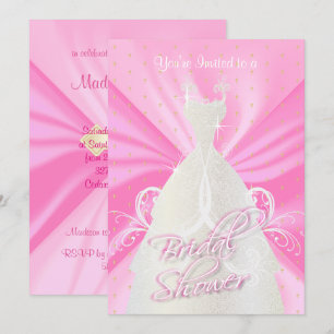 Satin Pink Religious Bridal Shower Invitations Kaart