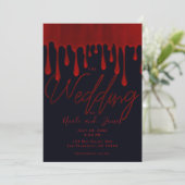 Satin Red druist in tegen het bloed Halloween Wedd Kaart (Staand voorkant)