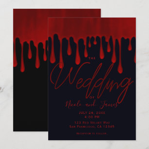 Satin Red druist in tegen het bloed Halloween Wedd Kaart