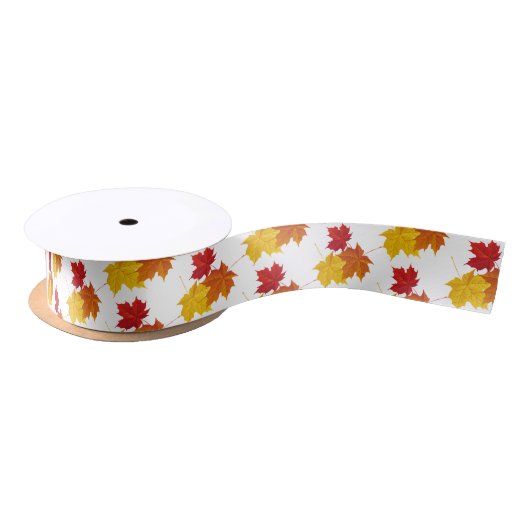 Satin Ribbon-Autumn Leaves Satijnen Lint (Spoel)