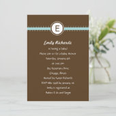 Satin Ribbon Baby shower Invitation - in Blue Kaart (Staand voorkant)