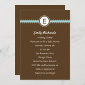 Satin Ribbon Baby shower Invitation - in Blue Kaart (Voorkant / Achterkant)