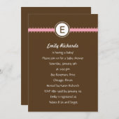 Satin Ribbon Baby shower Uitnodiging - in roze (Voorkant / Achterkant)