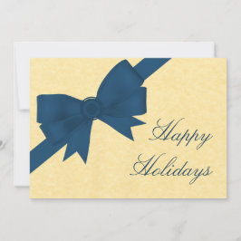Satin Ribbon & Bow Holiday Party Invite, Blue Kaart
