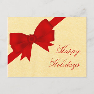 Satin Ribbon & Bow-kerstBriefkaart, rood Feestdagenkaart