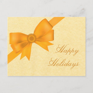 Satin Ribbon & Bow Kerstmis Briefkaart, geel Feestdagenkaart