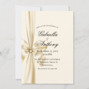Satin Ribbon Cream Wedding Kaart