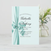 Satin Ribbon Green Wedding Invitation Kaart (Staand voorkant)