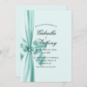 Satin Ribbon Green Wedding Invitation Kaart (Voorkant / Achterkant)
