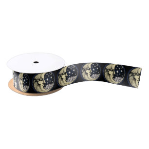 SATIN RIBBON -illustratie-maan-met-sterren Satijnen Lint