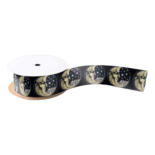 SATIN RIBBON -illustratie-maan-met-sterren Satijnen Lint (Spoel)