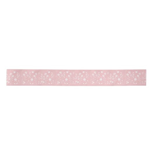 Satin Ribbon in bleek roze florale suspensie Satijnen Lint (Voorkant)