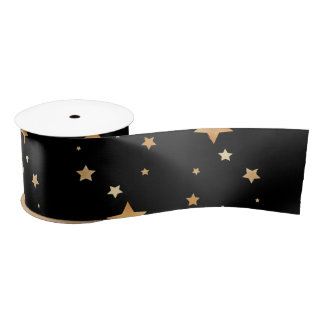 Satin ribbon met gouden sterren satijnen lint