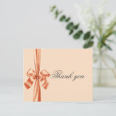 Satin Ribbon Peach Weddenschap Briefkaart (Staand voorkant)