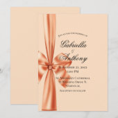 Satin Ribbon Peach Weddenschap Kaart (Voorkant / Achterkant)