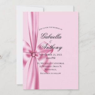 Satin Ribbon Pink Wedding Kaart