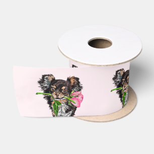 Satin Ribbon Puppy met Roos Love Romantic Satijnen Lint