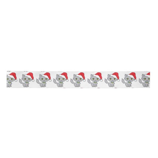 Satin Ribbon/Santa Kat Satijnen Lint (Voorkant)